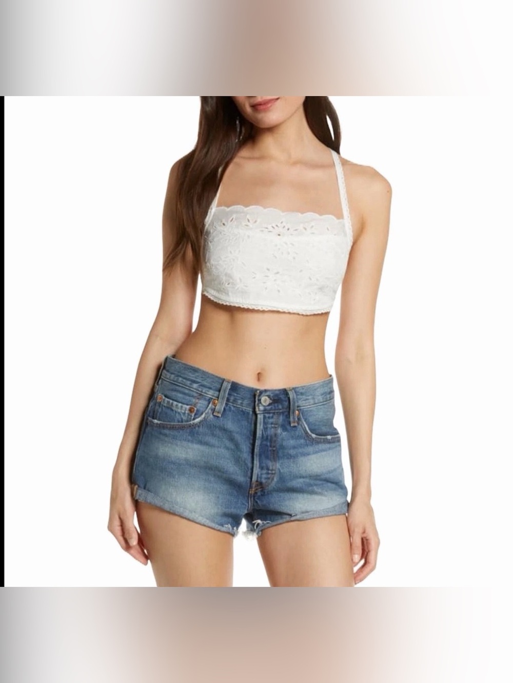 Free People Intimately Cassandra Crop Bralette in Ivory Size Small NWT